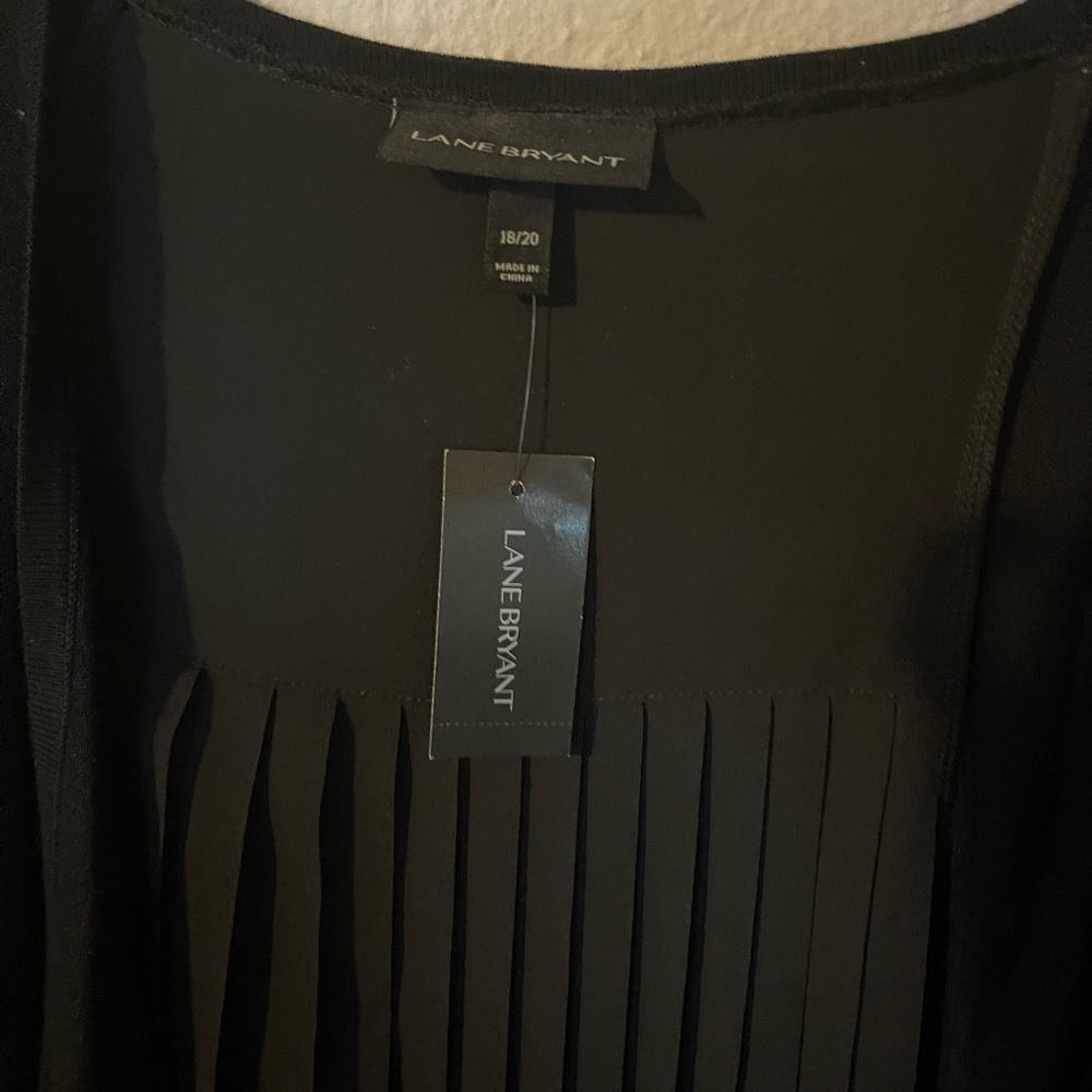 Lane Bryant Black Pleated Cardigan - Picture 3 of 6